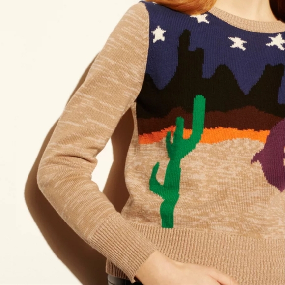 Coach 1941 *NWOT Dessert Night Landscape Jacquard Cotton Knit Sweater Small - Picture 4 of 10